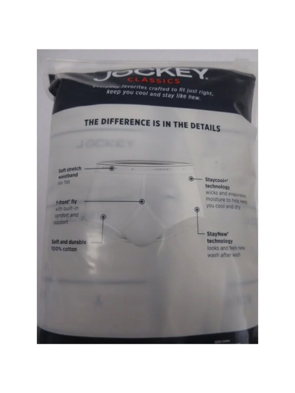 Jockey Underwear 44 4 Pack Full Rise Briefs Classic Stay Cool NEW